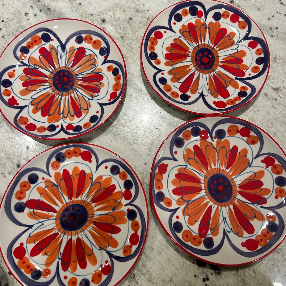 4 Crate and Barrel colorful plates
